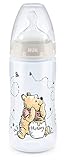 NUK Erste Wahl + Babyflasche für 0-6 Monate, Temperaturregelungsanzeige, 300 ml Flasche mit Anti-Kolik-Ventil, BPA-frei, Disney Winnie the Pooh Silikonsauger