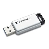 Verbatim Store 'n' Go Secure Pro USB-Stick, USB-3.2 Gen 1, 64GB, Speicherstick mit Kennwortschutz, USB-3-Stick mit Verschlüsselung, externer Speicher für Laptop Notebook & Co, silber