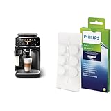 PHILIPS EP5441/50 Series 5400 Kaffeevollautomat, LatteGo Milchsystem, 12 Kaffeespezialitäten, Intuitives Display, 4 Benutzerprofile, Schwarz & CA6704/10 Kaffeefettlöse-Tabletten