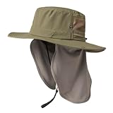 TOP-EX XL/XXL Sonnenhut Herren Wasserdicht Sonnenschutz Mütze mit Sonnenbrillenhalter Breite Krempe Outdoor Trekking Hut mit Nackenschutz Safari Sommer Mütze Faltbar 94603_Armeegrün L/XL