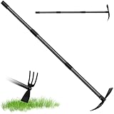 HARRMS Gartenhacke mit Stiel, 116cm, 3-Zinken-Doppelhacke Unkrautharke Metall, Multifunktionale Hacke Gartengeräte Gartenzubehör zum lockern, lüften und jäten des Bodens