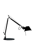 Artemide- Tolomeo Tavolo Micro Tischlampe Schwarz. Hochwertige Tischleuchte aus schwarz lackiertem Aluminium mit Tischfuß ø17cm. Made in Italy, L 45 H 37 - max 73 cm