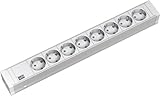 Bachmann Steckdosenleiste 19'' Zoll PDU 8-Fach 1,5HE 2m Kabel Mehrfachsteckdose für Serverschrank Rack Weiß 333.001 (inkl. 2X Befestigungswinkel)