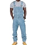 ORANDESIGNE Herren Jeans Latzhose Denim Overalls Jeanshose Männer Cargo Retro Jumpsuit Arbeitshose Blau Arbeitslatzhosen C Hellblau M