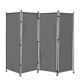 Monucep Paravent Raumteiler 4 Teilig klappbar, Freistehend Trennwand, Umkleide Sichtschutz Wand Raumtrenner, Stellwand für innen Outdoor Garten Büros Terrasse, Dunkelgrau