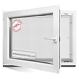 GLASSO Fenster nach Maß – Kunststofffenster, Optionen wählbar | Alle Größen | 2-/3-fach Energiespar-Isolierglas | 5-/6-Kammer Profil | Ideal für Haus, Badezimmer, Keller, Garage, Gartenhaus
