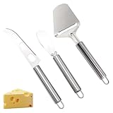 Käsemesser Set,Edelstahl Käsehobel Testsieger,Käseschneider,Cheese Slicer Und Knife,Käseschaber,Butterschneider Cutter,Perfekt Schneiden Werkzeuge für Weichkäse,Schokolade,Pizza,Kuchen (3 Stück)