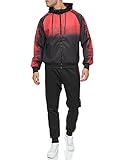 C-IN-C Herren Jogginganzug Ornament Design Barockmuster Sportanzug für Männer Trainingsanzug Laufanzug Gym Freizeitanzug Baggy Tracksuit Chill Modell 287 (A1008Schwarz-Rot, L)