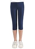 Capri Leggings Mädchen - 3/4 Hose, bequem, elastisch, vielseitig kombinierbar - Farben: Blau, Schwarz, Pink, Weiß, Größen: 92-176 (164, Marine)