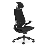 Steelcase Gesture Ergonomischer Bürostuhl mit 360° Armlehnen, 3D-Live Back Lumbalstütze, anpassbarer Kopfstütze Black/Schwarz