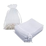 HRX Package 100 Stück Weiß Organzabeutel 13x18 cm, Schmuckbeutel Geschenkbeutel Organzabeutel für Hochzeit Lavendel kleine Geschenke