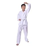 Judo Anzüge Karate-Uniform, Judo-Anzüge mit Gürtel, weiße Taekwondo-Kleidung for Team-Studenten, Erwachsene, Karate-Leistungstraining, Fitness-Kleidung(XS(130cm))