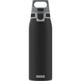 SIGG - Edelstahl Trinkflasche - Shield ONE Black - Für Kohlensäurehaltige Getränke Geeignet - Auslaufsicher - Federleicht - BPA-frei - Schwarz - 1L