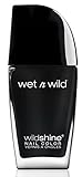 Wet n Wild, Wild Shine Nail Color, Nagellack ohne Formaldehyd, Toluol und Phthalate, langanhaltende Formel die schnell trocknet, Black Crème