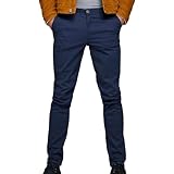 JACK & JONES Herren Chino Hose | Stretch Pants Konischer Schnitt | Slim Fit Look JPSTMARCO JJBOWIE, Farben:Navy, Größe Hosen:34W / 34L, Z-Länge:L34