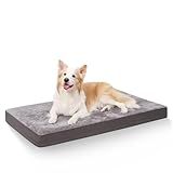 KSIIA Orthopädisches Hundebett für Große Hunde, XL Waschbar Hundekissen Flauschig Hundematte Hundematratze mit Abnehmbarer Deckel in Dunkelgrau 105x70x8cm