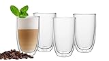 Gläser Set 4x450ml, Doppelwandige Kaffeegläser aus Borosilikatglas, Cappuccino Tassen, Thermogläser, Teegläser, doppelwandig – isolierende Wirkung - für jedes Getränk