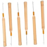 VALICLUD 6 Stück Teiliges Haaknadel für Haarverlängerungen Holzgriff Flexible und Leichte Dreadlock Häkelnadeln Sicher für Haar und Kopfhaut für DIY und Friseure