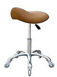 FRNIAMC Professioneller Sattelhocker mit Rollen, ergonomisch, drehbar, höhenverstellbar, für Klinik, Zahnarzt, Schönheitssalon, Tattoo, Home Office (Kamel)