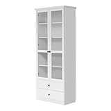 trendteam smart living - Baxter - Vitrine - Weiß - Schrank mit 8 Fächern und 2 Schubladen - (BxHxT) 81 x 196 x 41 cm - Landhausstil - Kratzfest