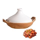 Keramik-Auflauf-Suppentopf, Hitzebeständig Hot Pot Casserole Donabe Tontopf im japanischen Stil, traditioneller Kasserolle Suppenschüssel mit Deckel für Zuhause und Restaurant(260ml)