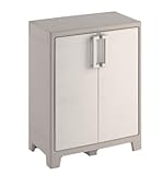 Keter Gulliver Kunststoffschrank niedrig, beige, 80 x 44 x 100 cm, inkl. Einlegeböden, für drinnen und draußen geeignet, UV- und wasserbeständig (IPX3)