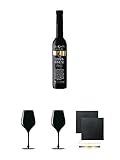 Peter Mertes Nachtgold Beerenauslese 0,375 Liter + Blind Tastinglas für Wein Exquisit 2 Stück+ Schiefer Glasuntersetzer eckig 2 Stück