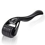 URAQT Beard Roller, DermaRoller Microneedling Roller, Microneedling Roller, Nadelroller Bart Roller für Bartwachstum, Große Poren, Dehnungsstreifen, Haarverlust(Schwarz 1 mm)