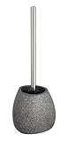 WENKO WC-Garnitur Mod. Pion, in natürlicher Stein-Optik, WC-Bürstenhalter aus hochwertiger Keramik, WC-Bürste mit auswechselbarem Bürstenkopf, (B x H x T): 12,5 x 38,5 x 12 cm, Grau