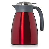 Blumtal Thermoskanne 1l - BPA-freie Teekanne mit Quick Tip Verschluss - auslaufsichere Kaffeekanne thermo für langanhaltende Isolation - Thermoskanne Tee - Kaffeekannen/Tee Thermoskanne Edelstahl Rot