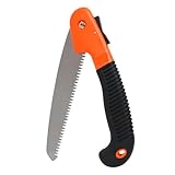 Handsäge, zusammenklappbar, 17,8 cm, professionelle Camping- und Astsäge mit robustem Design, orange, tragbar und ergonomisch für Gartenarbeit, Wandern und Wegräumung