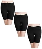 wirarpa Boxershorts Damen 3er Pack Lang Baumwolle Unterwäsche Weich Panties Hosen Unter Kleid Schwarz Größe L