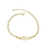 SeniorMar-UK Schneeflocke Armband Schmuck Lady Edelstahl Armband Geburtstagsgeschenk Valentinstag Jubiläumsgeschenk Gold 16cm