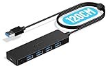 Aceele USB Hub 3.0 mit verlängertem Kabel 120cm, USB Hub auf 4 USB 3.0 verlängerung, kompatibel mit Desktop-Computer, MacBook Pro/Air, iMac,Surface Pro,PS 4 und weiteren Laptops