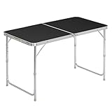 WOLTU Campingtisch Klapptisch Gartentisch Arbeitstisch Balkontisch höhenverstellbar Aluminium MDF Schwarz CPT8122sz