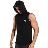 MEETWEE Herren Tank Top, Sportshirt mit Kapuze Ärmelloses Muskelshirts Fitness Sleeveless Shirt Atmungsaktiv Laufshirt Achselshirts Hoodie für Gym Running Training