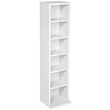 tectake® CD Regal, CD Ständer für bis zu 102 CDs, Aufbewahrung für CD Hüllen, DVD Regal, Holzregal Wand, Wohnzimmerschrank, Büroschrank, offenes Regal zur CD Aufbewahrung, Stauraumregal - weiß
