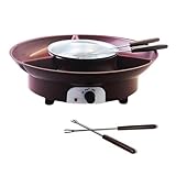 Lmzzdld Fondue-Topf-Set, Elektrischer Schokoladen-Fondue-Maker mit 4 Gabeln, Käseschmelz-Fondue-Maschinen-Set, Temperaturregelung. EU-Stecker Einfach zu Bedienen