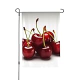 Willkommens-Gartenflagge für den Außenbereich, kleine Hofflaggen, 71,1 x 101,6 cm, doppelseitig, wetterbeständig, chilenische Kirschen, vertikale Flaggen für Bauernhaus, Außenbereich, Rasen, Terrasse