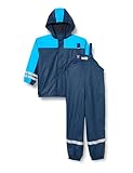 Playshoes Unisex Kinder Regen-anzug Mit Fleece-futter Warmer Wasserdichter Matschanzug Regenbekleidung, Marine, 128 EU