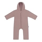 emma & noah Overall Baby, Mitwachsend, Baby Anzug mit Kapuze, Umschlagbare Beine und Ärmel, Wattiert und Gefüttert, Weich und Warm, Ideal für Herbst, Winter und Frühling (Essential Berry, 74/80)