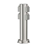 ledscom.de Garten Steckdosensäule PORU für außen, IP44, 4-Fach, Edelstahl, Edelstahl, rund, 39 cm
