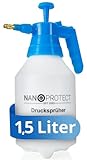 Nanoprotect Handsprüher 1,5 Liter | Drucksprüher mit Verstellbarer Messingdüse | Pumpsprüher | Gartenspritze