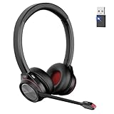 Beebang Bluetooth Headset mit Mikrofon Noise Canceling, mit Ladestation & USB Dongle für PC, 40 Stunden Sprechzeit Kabellos für Mac Computer Teams Zoom Laptop Büro Callcenter
