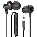 Mas Carney │ WI7 kabelgebundene In-Ear-Kopfhörer, Metall-Ohrhörer mit Mikrofon, Lautstärkeregler für Smartphones, Tablets und Computer │ Schwarz