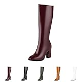 Générique Regenstiefel, Damen, Gummi, Orthopädische Stiefel, warm, wasserdicht, für Damen, einfarbig, vielseitig, lässig, breit, spitz, Outdoor-Stiefel, rot, 40 EU