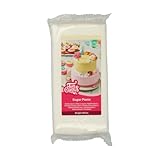 FunCakes Rollfondant Bright White: Einfach zu verwenden, glatt, flexibel, weich und biegsam, perfekt zum Dekorieren von Kuchen, halal, koscher und glutenfrei. 1 kg