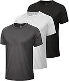 BOOJO 3er Pack Sport Tshirts Herren Schnelltrocknend Shirt Kurzarm Sportshirt Gym Funktionsshirt Männer für Fitness Trainings
