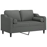 vidaXL Sofa 2 Sitzer, Couch mit Zierkissen, Liegesofa für Wohnzimmer, Polstersofa Sessel Relaxsofa Loungesofa Relaxcouch, Dunkelgrau Stoff