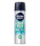 NIVEA MEN Cool Kick Fresh Deo Spray (150 ml), Deodorant schützt 48h gegen Schweiß und Körpergeruch, Antitranspirant mit Kaktuswasser und leichter Formel